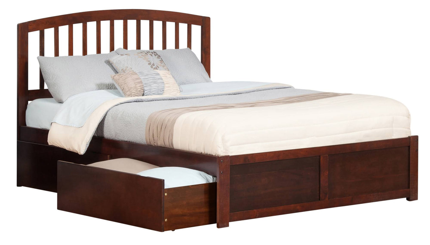 Richmond Queen Flat Panel Foot Board With 2 Urban Bed Drawers Walnut