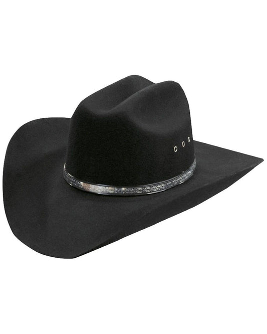 Silverado Men s Silver-Tone Inset Hat Band Wool Felt Cowboy - Bullseye, Size: Medium, Black