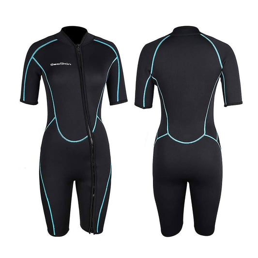 Seaskin Mens 3mm Shorty Wetsuit Premium Neoprene Front Zip Short Sleeve Scuba Diving Wetsuit Snorkeling Surfing (Shorty Wetsuit Black Xl)