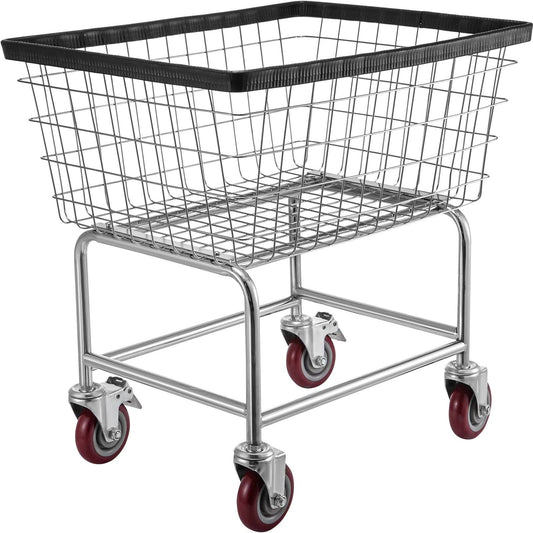 Vevor Wire Laundry Cart Wire Laundry Basket 4.5 Bushel Heavy Duty With 5 Wheels Xycdg200f-D000001v0