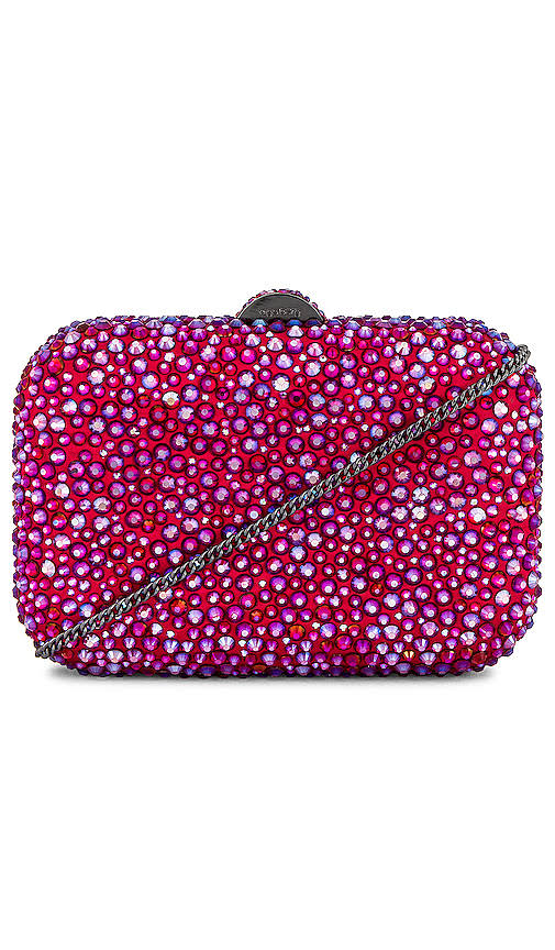 Olga Berg Casey Hot Fix Crystal Clutch In Fuchsia