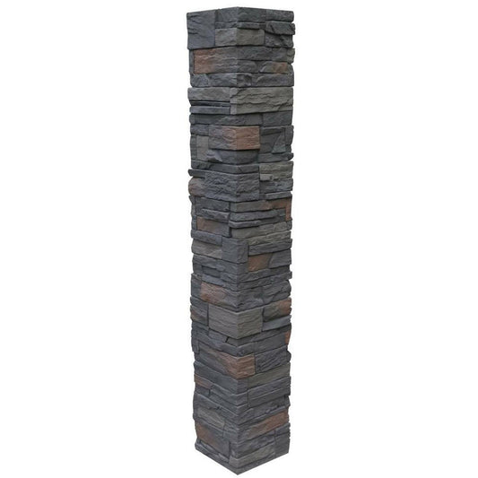 Nextstone Country Ledgestone 8 In. X 8 In. X 47 In. Teton Buff Polyurethane Faux Stone 2-Piece Split Post Cover