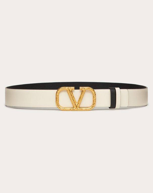 Valentino Garavani Women s Reversible Leather Vlogo Belt - Light Ivory - Size Medium